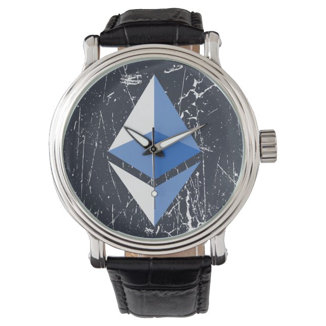 Etherum symbol grunge crypto cryptocurrency money armbandsur (Framsida)