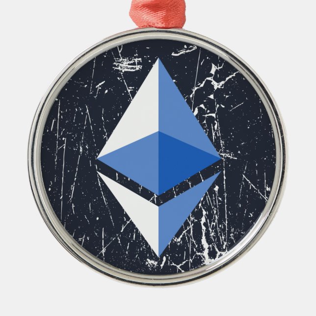 Etherum symbol grunge crypto cryptocurrency money julgransprydnad metall (Framsidan)