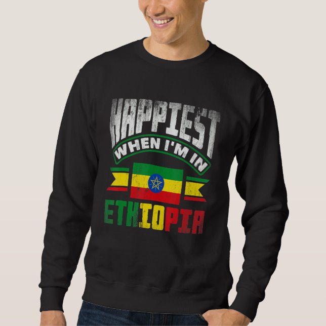 Ethiopia Ethiopian Happiest When Im In Ethiopia 1 Lång Ärmad Tröja (Framsida)