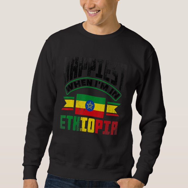 Ethiopia Ethiopian Happiest When Im In Ethiopia Lång Ärmad Tröja (Framsida)