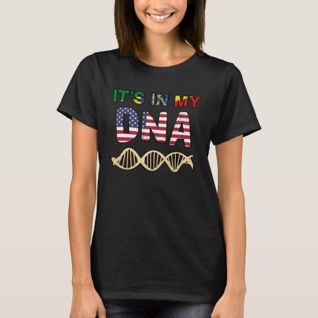 Ethiopia Ethiopians Africa Flag Proud DNA American T Shirt (Framsida)