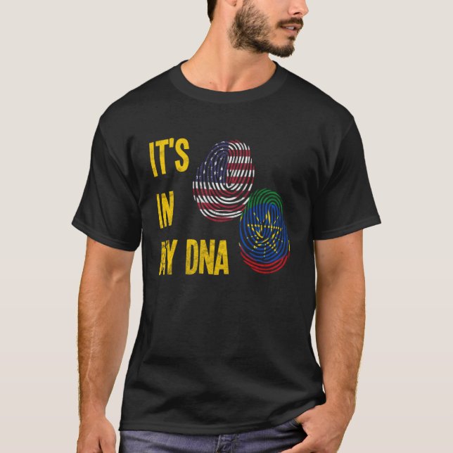 Ethiopia Ethiopians Africa Flag Proud DNA American T Shirt (Framsida)