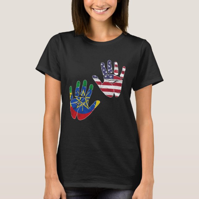 Ethiopia Ethiopians Africa Flag Proud DNA American T Shirt (Framsida)
