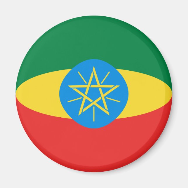 Ethiopia Fisheye Flagga Magnet (Framsidan)