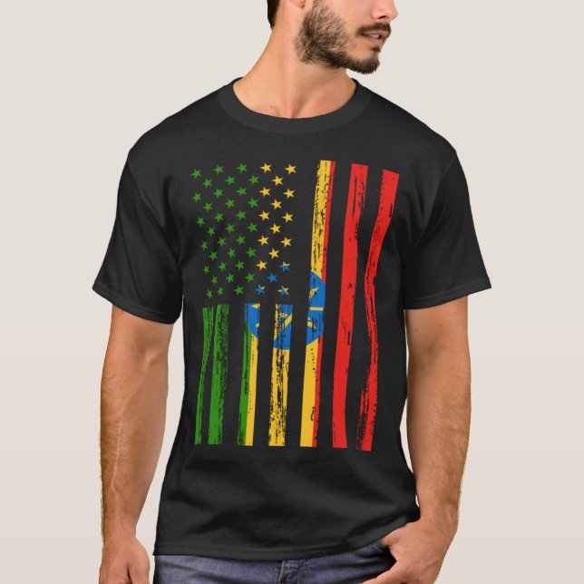 Ethiopia Flag America US It is in my DNA  Ethiopia T Shirt (Framsida)