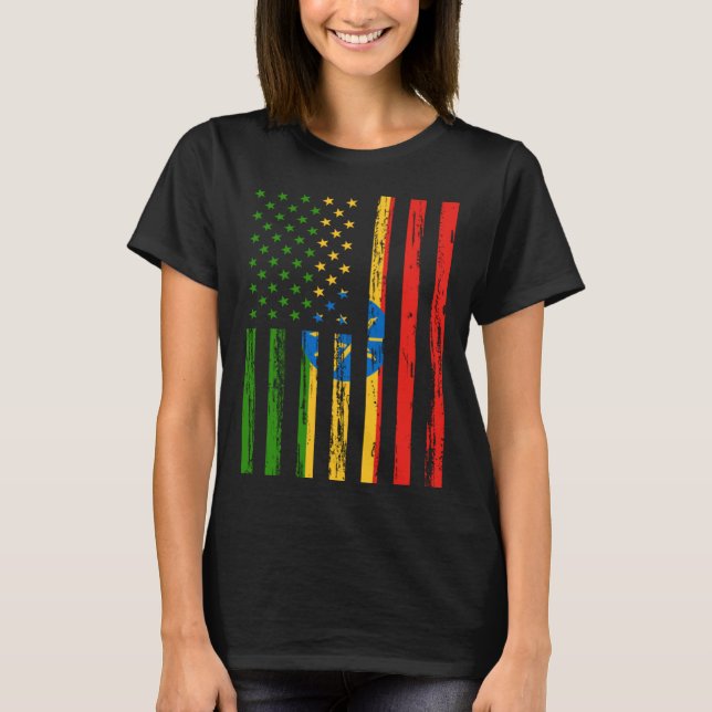 Ethiopia Flag America US It is in my DNA  Ethiopia T Shirt (Framsida)
