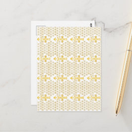 Ethiopian Orthodox Cross Pattern Gold on white Vykort