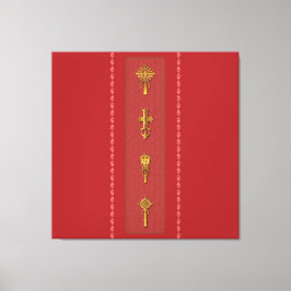 Ethiopian Orthodox Crosses – Gold on Red Canvastryck