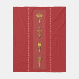 Ethiopian Orthodox Crosses – Gold on Red Fleecefilt