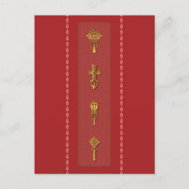 Ethiopian Orthodox Crosses – Gold on Red Vykort