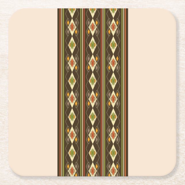 Ethiopian Tebeb Pattern Underlägg Papper Kvadrat (Framsidan)