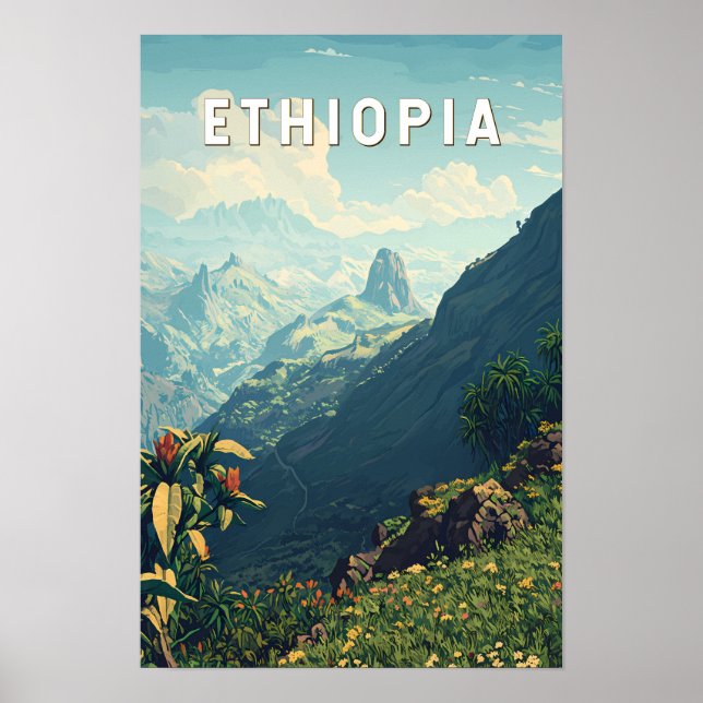 Ethiopien Illustration Resa Konst Vintage Poster (Framsidan)
