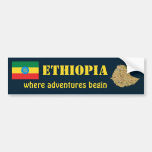 Ethiopiens flagga + kartdecal bildekal
