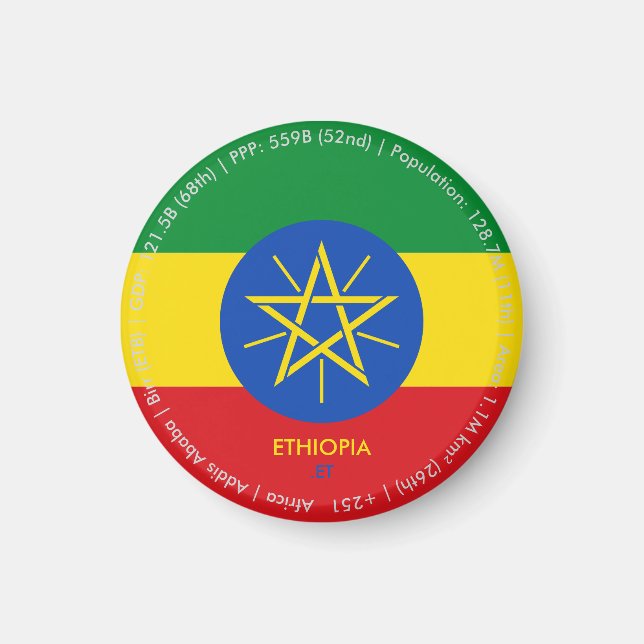 Ethiopiens flaggmagnet magnet (Framsidan)