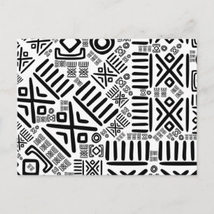 Ethnic African Mönster- Black and White #8 Vykort