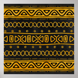 Ethnic African Pattern Yellow and Black Poster