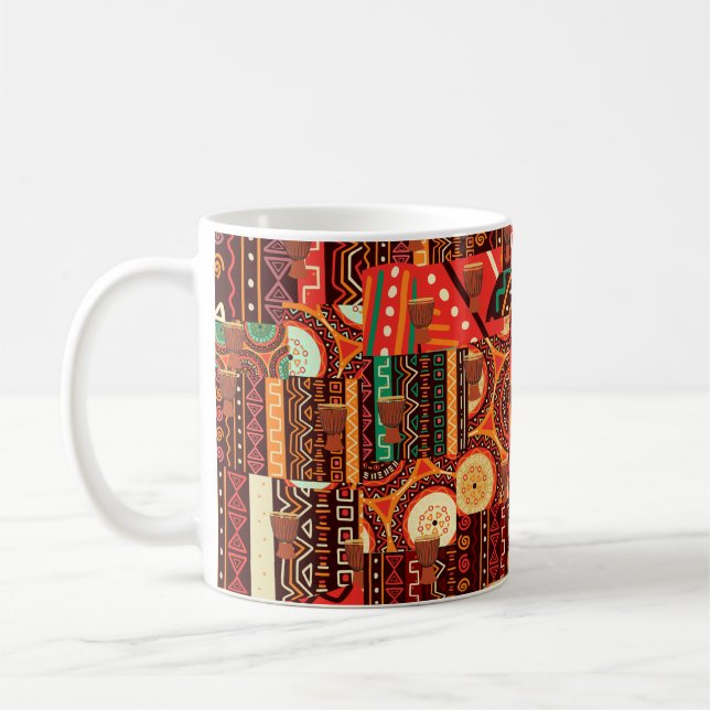Ethnic Afrocentric Kente Tribal Mönster Kaffemugg (Vänster)