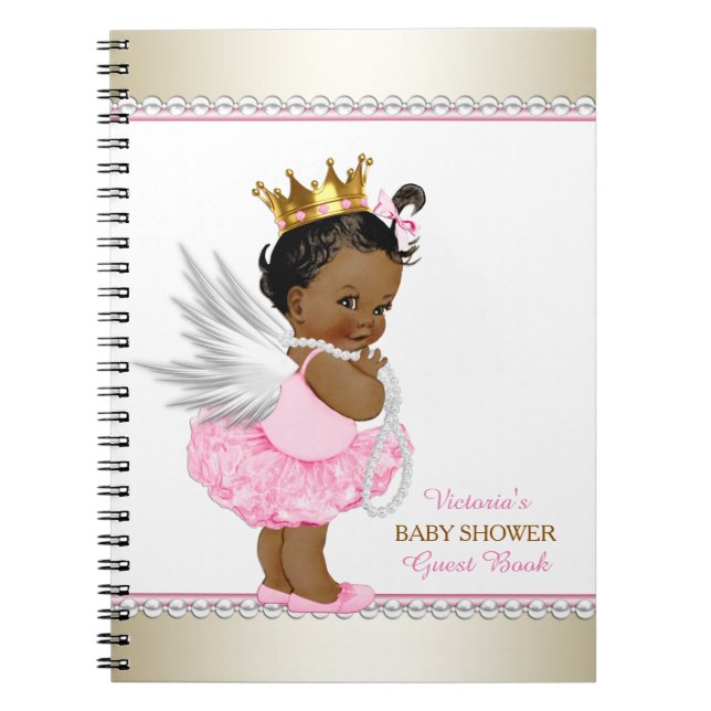 Ethnic Angel Girl Baby Shower Guest Bok Anteckningsbok (Framsidan)