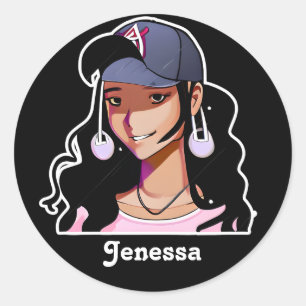 Ethnic Anime Girl Personlig Runt Klistermärke