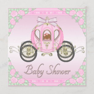 Ethnic Baby Princess Coach Rosa ros Baby Shower Inbjudningar