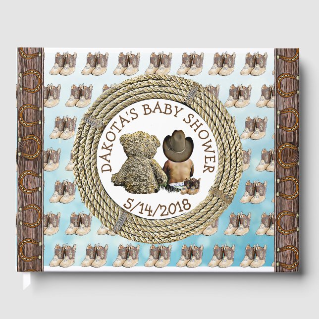 Ethnic Baby Shower Guest Bok, Baby Lil Cowboy Gästböcker (Framsida)