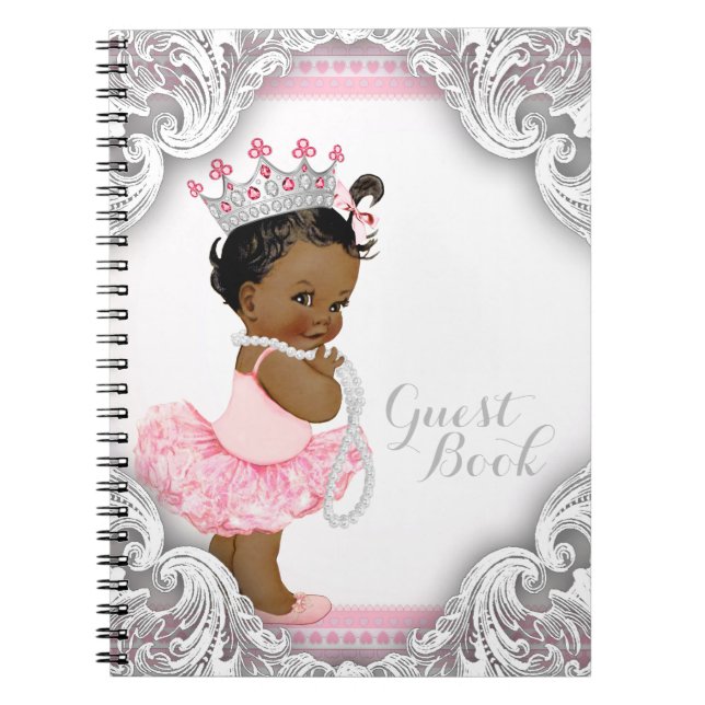 Ethnic Ballerina Princess Baby Shower Guest Bok Anteckningsbok (Framsidan)