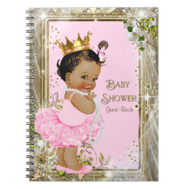 Ethnic Ballerina Princess Baby Shower Guest Bok Anteckningsbok Med Spiral