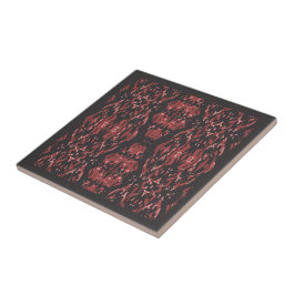 Ethnic Boho Antique Mönster Brown Rosa Red Kakelplatta