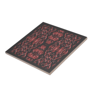 Ethnic Boho Antique Mönster Brown Rosa Red Kakelplatta