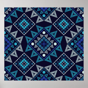 Ethnic Boho Embroidery Seamless Mönster Poster