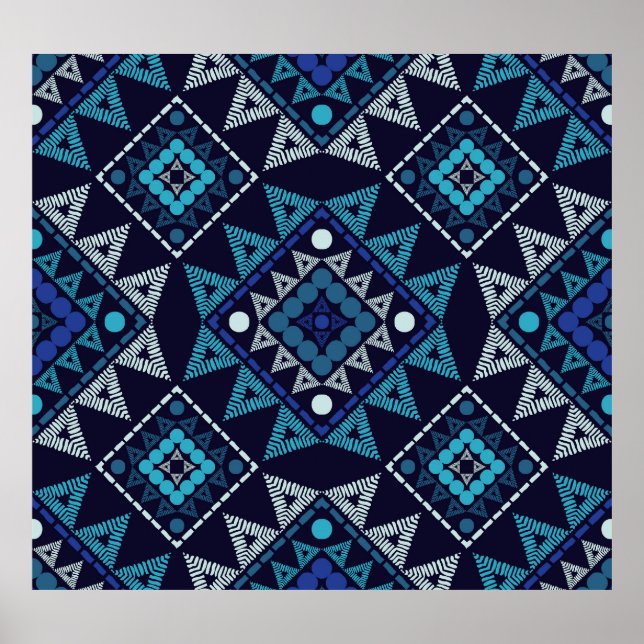Ethnic Boho Embroidery Seamless Mönster Poster (Framsidan)
