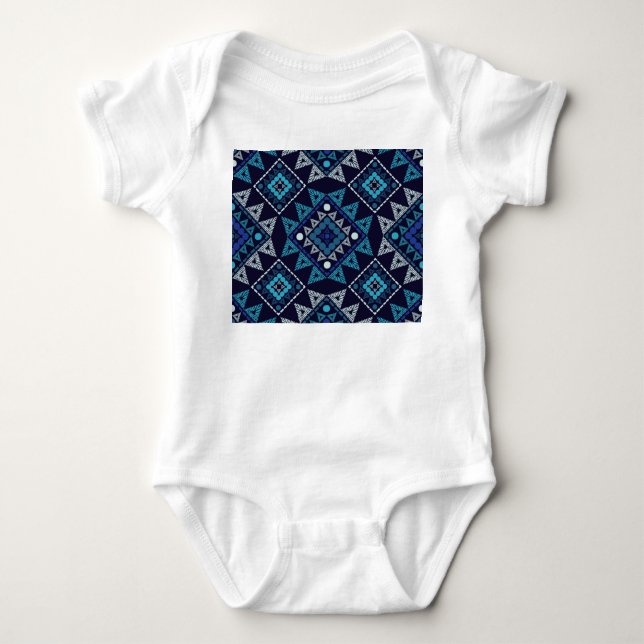 Ethnic Boho Embroidery Seamless Mönster T Shirt (Framsida)