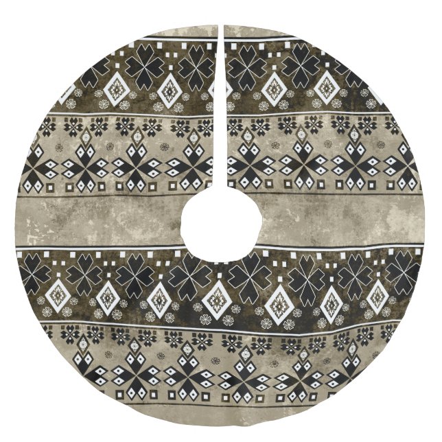 Ethnic Boho Grunge: Colorful Mönster Julgransmatta Borstad Polyester (Framsidan)