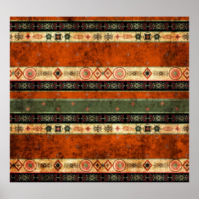 Ethnic Boho Grunge, Colorful Mönster. Poster (Framsidan)