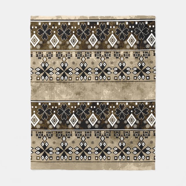 Ethnic boho grunge mönster. Gamla konstutskrifter  Fleecefilt (Framsidan)