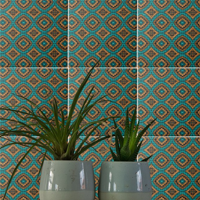 Ethnic Boho Moroccan Turcos och Bronze Mönster Kakelplatta (Skapare uppladdad)