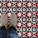 Ethnic Boho Red Black Geometric Mönster Kakelplatta<br><div class="desc">Modern dekorativ mönsterdesign för abstrakt med geometriska former i rött,  svart och vitt.</div>