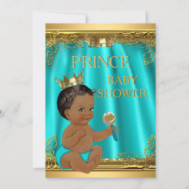 Ethnic Boy Baby Shower Aqua Teal Inbjudningar