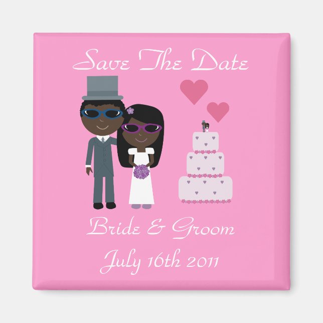 Ethnic Bride & Groom Sunglasses Summer Bröllop Magnet (Framsidan)