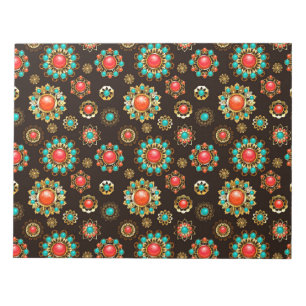 Ethnic Brooches Seamless Mönster Anteckningsblock