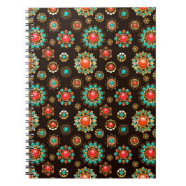 Ethnic Brooches Seamless Mönster Anteckningsbok