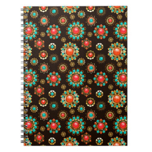 Ethnic Brooches Seamless Mönster Anteckningsbok