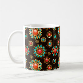 Ethnic Brooches Seamless Mönster Kaffemugg