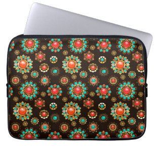 Ethnic Brooches Seamless Mönster Laptop Fodral