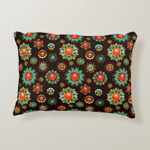 Ethnic Brooches Seamless Mönster Prydnadskudde