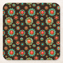 Ethnic Brooches Seamless Mönster Underlägg Papper Kvadrat