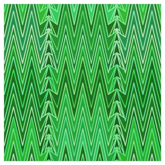 Ethnic Chevron Damask, Emerald and Lime Green Tyg (Provkarta)