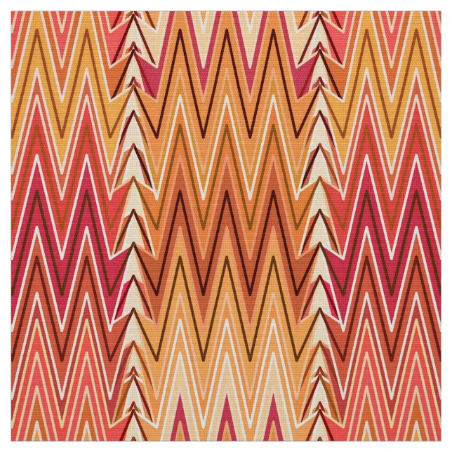 Ethnic Chevron Damask, Guld, Rust och Cream Tyg (Provkarta)