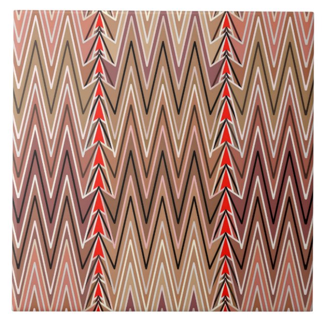 Ethnic Chevron Damask, Taupe Tan och Beige Kakelplatta (Framsidan)