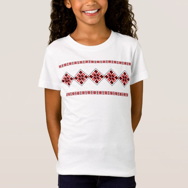 Ethnic Embroidery Geometirc Kids' T-Shirt (Framsida)